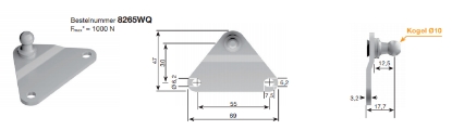 Afbeeldingen van Stabilus bevestigingsbeugel 8265wq