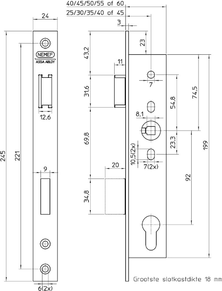 Afbeeldingen van Nemef Deurslot 9600 PC92 35 mm