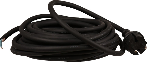 Afbeeldingen van Kelfort Aansluitsnoer met stekker 10 meter 2x1.5mm2 h07rn-f zwart neopreen
