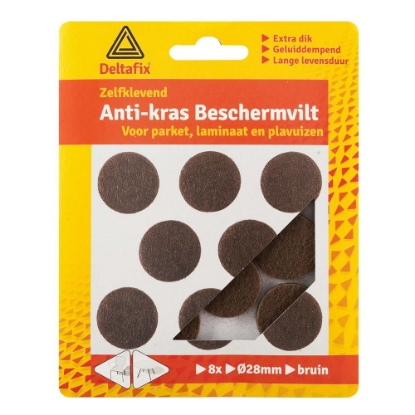 Afbeeldingen van Deltafix Anti-Krasvilt zelfklevend - rond bruin  28mm