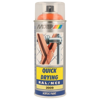 Afbeeldingen van MoTip RAL industrial lak RAL2009, 400 ml, verkeersoranje