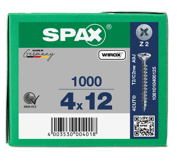 Afbeeldingen van SPAX Spaanplaatschroef verzonken kop kruis Z staal PZ1 4,0x12