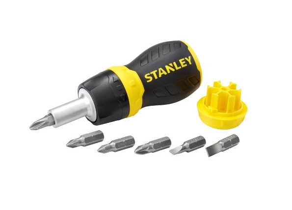 Afbeeldingen van STANLEY Multibit Stubby Schroevendraaier met ratel 0-66-358