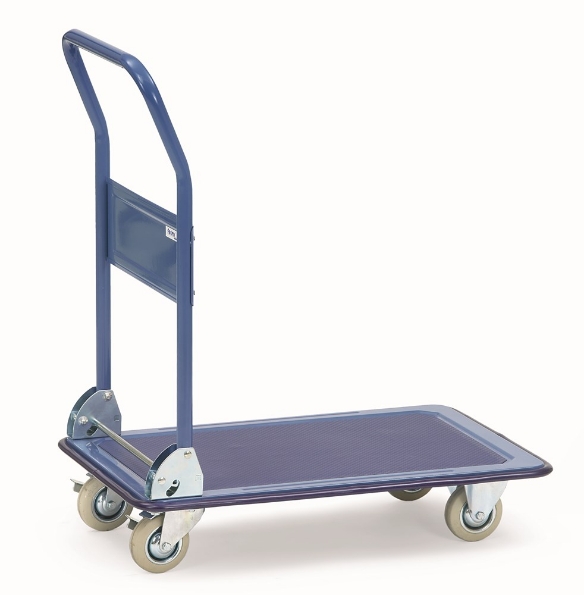 Afbeeldingen van Fetra Platformwagen staal laadvlak 740x480mm Draagvermogen: 150 kg Duwbeugel klapba