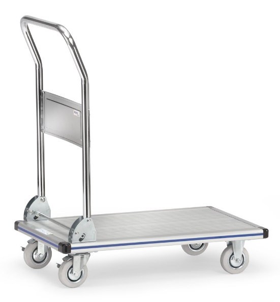 Afbeeldingen van Fetra Aluminium platformwagen laadvlak 740x480mm Draagvermogen: 150 kg Duwbeugel klapbaar