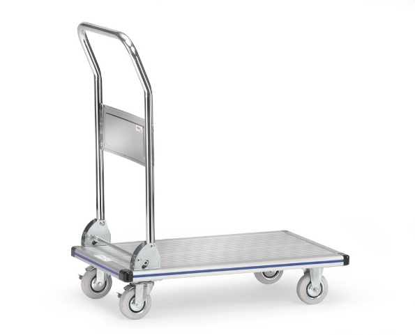 Afbeeldingen van Fetra Aluminium platformwagen laadvlak 740x480mm Draagvermogen: 150 kg Duwbeugel klapbaar