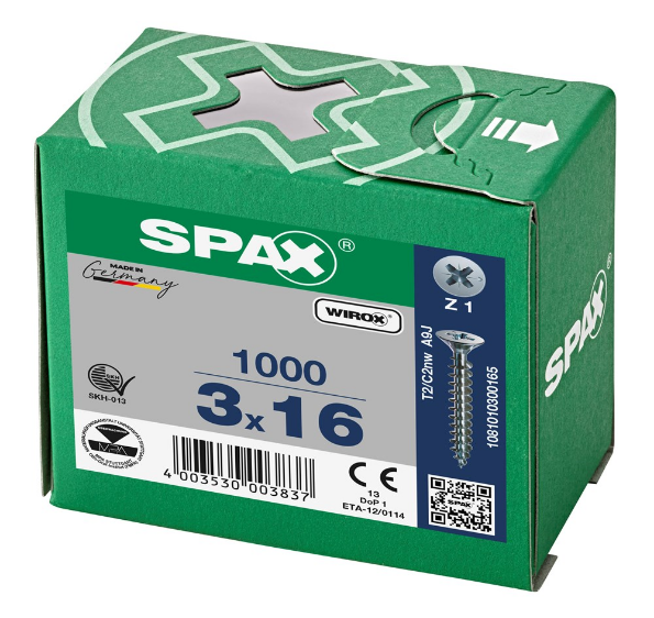 Afbeeldingen van SPAX Spaanplaatschroef verzonken kop kruis Z staal PZ1 3,0x17